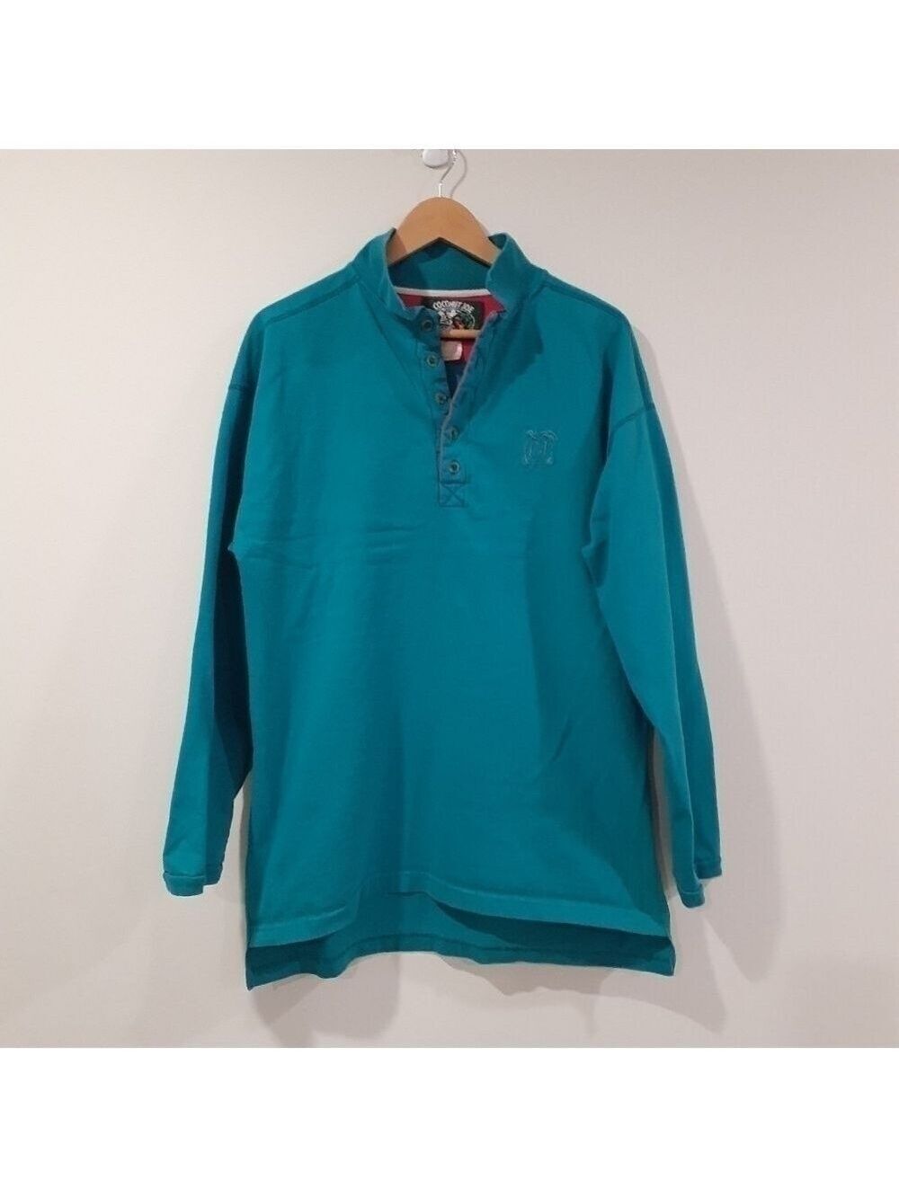 Retro 90's Coconut Joe Cotton Long Sleeve 1/4 Button Tshirt Oversized Streetwear